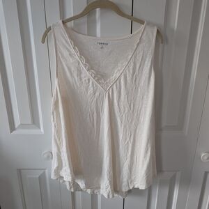 Torrid Cream Lace Trim Tank Top
